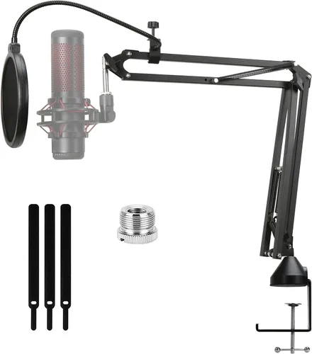 Vista 15 de Para HyperX Quadcast Boom Arm - Soporte de micrófono mejorado con cubierta de micrófono para reducir los ruidos del viento, brazo de micrófono
