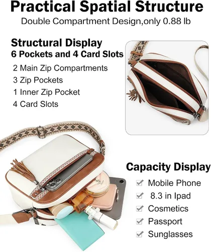 Vista 8 de FADEON Bolsos cruzados para mujer y bolso mochila Colección Blanca