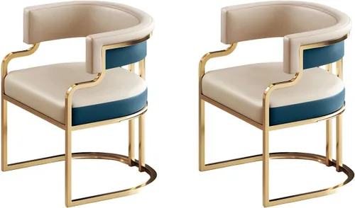Vista 35 de Sillas de comedor de cocina para interiores, silla lateral tapizada para el hogar, silla con brazo de respaldo bajo, silla de comedor con piel