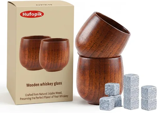 Vista 12 de 1 Pieza Vasos de Whisky de Madera, Regalos de Vasos de Bourbon para Hombres, Vasos de Degustación de Whisky Bourbon Old Fashioned – Regalos