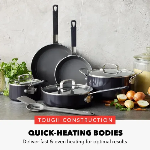 Vista 5 de GreenPan x Bobby Flay 10 Piece Nonstick Cookware Pots and Pans Set, PFAS-Free Diamond Ceramic, Induction Suitable, Easy Clean Dishwasher & Oven