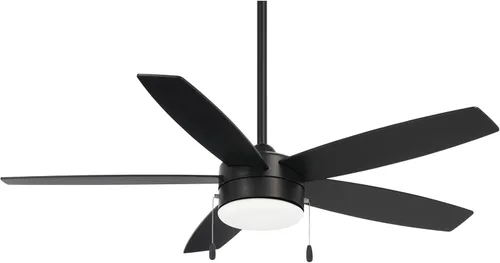 Vista 9 de MINKA-AIRE Ventilador de techo LED de 52 pulgadas con 5 aspas, latón cepillado y aspas de acabado blanco alabastro con vidrio blanco esmerilado