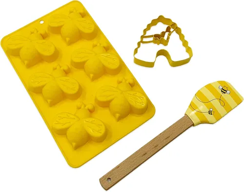 Vista 2 de Handstand Kitchen Spring Fling Busy Bee - Juego de 3 piezas para hornear con recetas Dishwasher Safe, Family Activity, Sturdy for Everyday Use