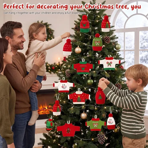 Vista 3 de 14 adornos de suéter feo para decoración de árbol de Navidad