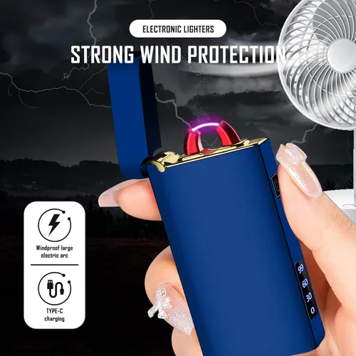 Vista 2 de SKRFIRE Encendedor USB resistente al viento – Arco eléctrico de alta potencia, encendedor de plasma recargable con linterna multimodo y pantalla
