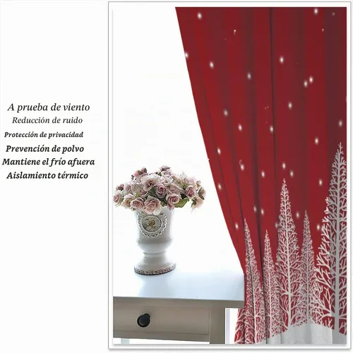 Vista 6 de Cortinas de Navidad lindas de invierno, vacaciones, regalos de Navidad, copos de nieve, elfo, sala de estar, cortinas de ventana de 42 x 45