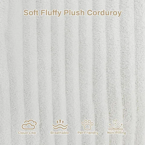 Vista 7 de DAMAIFROM - Sofá cama convertible sin huesos, color beige y blanco 80" Corduroy Modular Compressed Futon Sofa Bed, Pull-Out Cloud Loveseat with