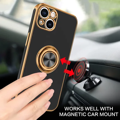 Vista 6 de BENTOBEN Funda para iPhone 13 Mini con soporte de anillo de 360°, ajuste delgado, a prueba de golpes, soporte magnético para automóvil, compatible