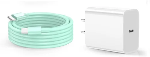 Vista 13 de Cargador para iPhone 17 y 16, carga rápida, tipo C, 20 W, USB C, bloque para iPad, con cable USB-C tejido de 6 pies, sincronización de datos de 60 W