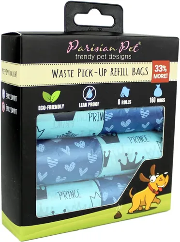 Vista 13 de Parisian Pet Bolsas ecológicas para excrementos de perro, 8 rollos, 20 bolsas por rollo, sin perfume, a prueba de fugas, perfectas para limpiar Casa