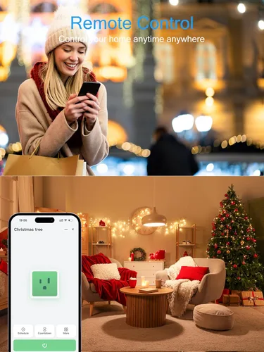 Vista 7 de EIGHTREE Enchufe inteligente 2025, actualización a 15A, toma de corriente Bluetooth y Wi-Fi de doble conexión, control de voz, toma de control