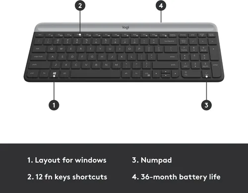 Vista 7 de Logitech MK470 Combo inalámbrico delgado - Grafito (Reacondicionado)