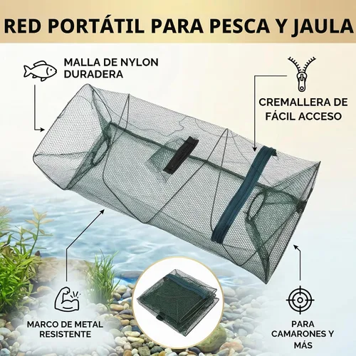 Vista 4 de Red de trampa de pesca plegable, redes de pesca automáticas (verde)