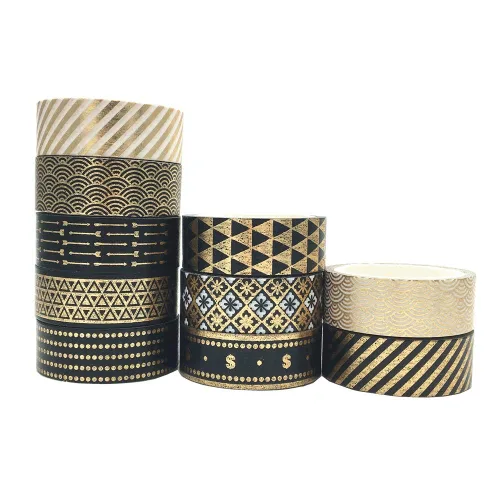 Vista 3 de VIVIQUEN Juego de cintas washi doradas de 0.59 pulgadas (0.591 in), paquete decorativo para álbumes de recortes, manualidades, envoltura de regalos