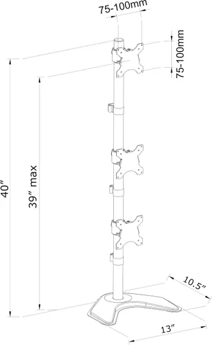 Vista 9 de VIVO Soporte de montaje de escritorio ajustable en altura para monitor LCD vertical triple para 3 pantallas de hasta 27 pulgadas STAND-V003D