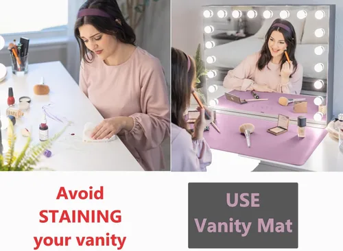 Vista 4 de Alfombrilla de maquillaje para protector superior de tocador, cubierta de mesa de trabajo, impermeable, a prueba de aceite, a prueba de polvo, suave