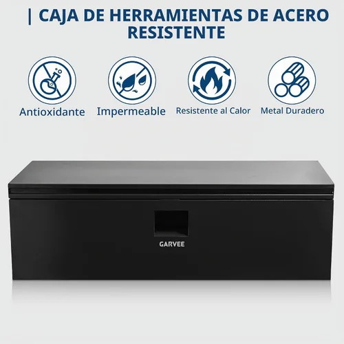 Vista 2 de Garvee Caja de herramientas de acero para camiones, resistente, con dos tapas, candado y resistente a la intemperie, ideal para camioneta, cama
