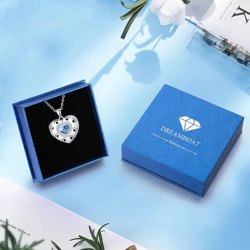 Vista 8 de Paw Print HeartTree of LifeDream CatherButterflySunflower Locket Necklace Sterling Silver Picture Photo Necklace for Women Girls