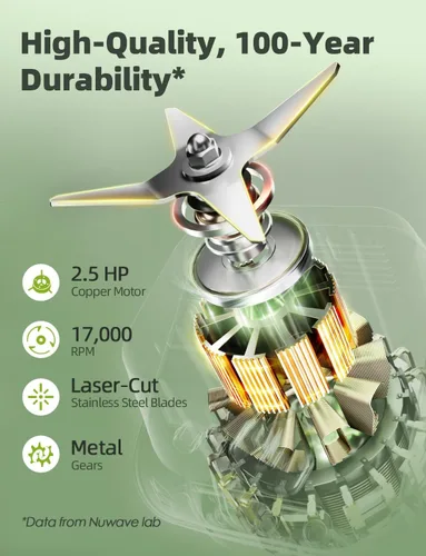 Vista 2 de Nuwave Infinity - Licuadora comercial, licuadora resistente para batidos con motor de cobre de 2.5HP y cuchillas cortadas con láser, dura 100 años