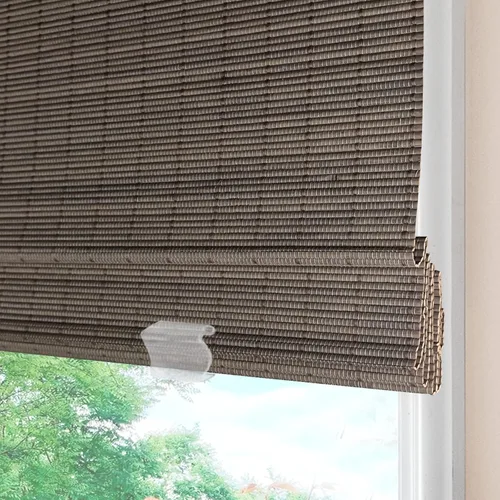 Vista 23 de Persianas romanas de bambú inalámbricas, 100% lino natural, diseño 1