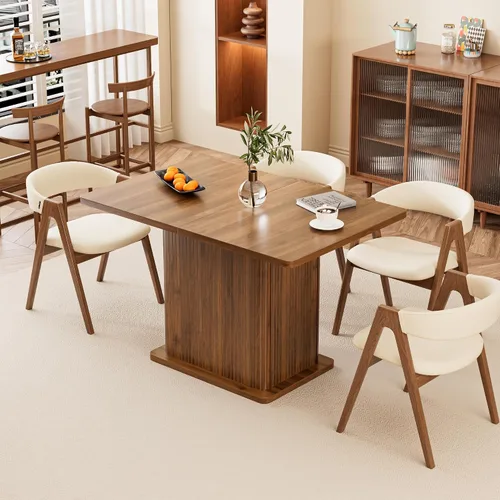 Vista 7 de Mesa de comedor extensible para cocina de 4-6, 47-65 pulgadas, mesa de comedor rectangular con 2 puertas, gran almacenamiento, muebles de cena