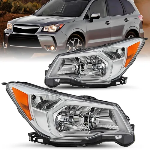 Vista 8 de JSBOYAT Reemplazo del conjunto de faros halógenos para Subaru Forester 2014-2016, carcasa cromada, reflector ámbar, lado izquierdo del conductor