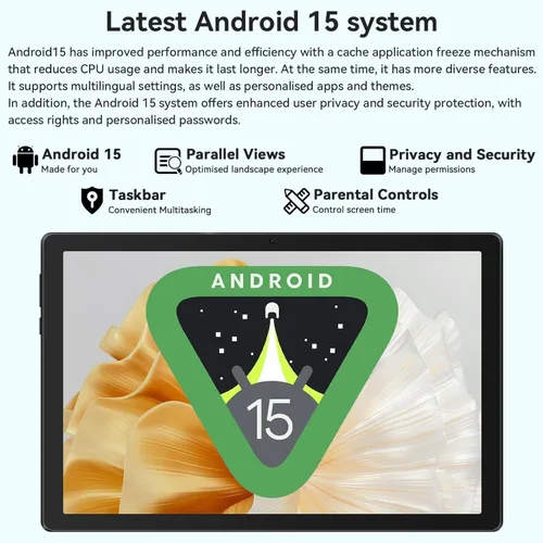 Vista 3 de Tableta, tableta Android de 10 pulgadas con Ocata Core, 64GB ROM+1TB Expand, 1280x800 HD IPS pantalla táctil, 5000mAh, 120Hz, 5MP+8MP, Widevine L1
