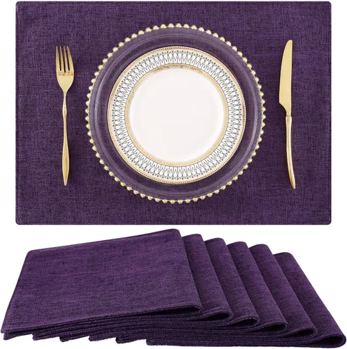 Vista 24 de homing - Juego de 4 manteles individuales de algodón y lino, manteles de tela lavables para mesa de comedor de estilo rústico para interiores y Negro