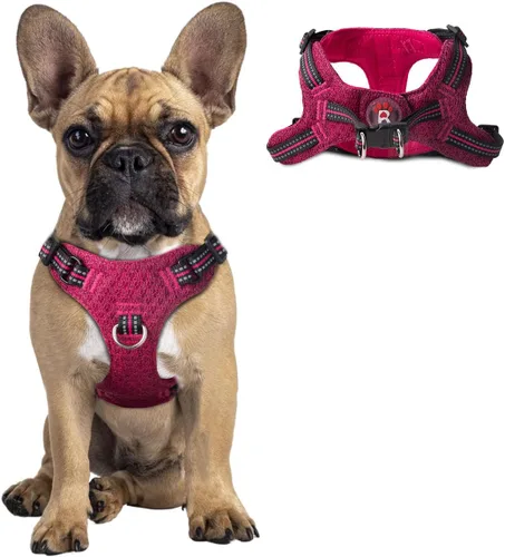 Vista 28 de Arnés para perro, arnés reflectante ajustable sin tirones, transpirable suave para perros pequeños y medianos, gatos, negro, XXS