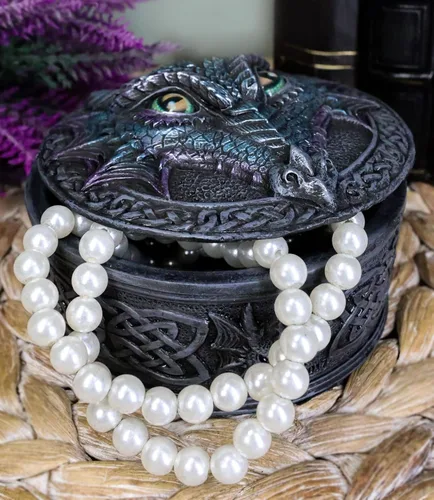 Vista 7 de Ebros Gift Nudo celta legendario azul medianoche dragón cara con ojos rodantes decorativo redondo baratija figurita medieval renacentista gótica