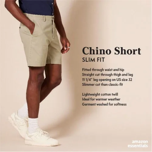 Vista 2 de Tienda Essentials Mens Slim-Fit 7" Chino Shorts