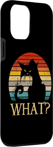 Vista 3 de iPhone 15 Plus Retro Vintage Cat What? Camisa divertida de gato negro, funda de gato asesino