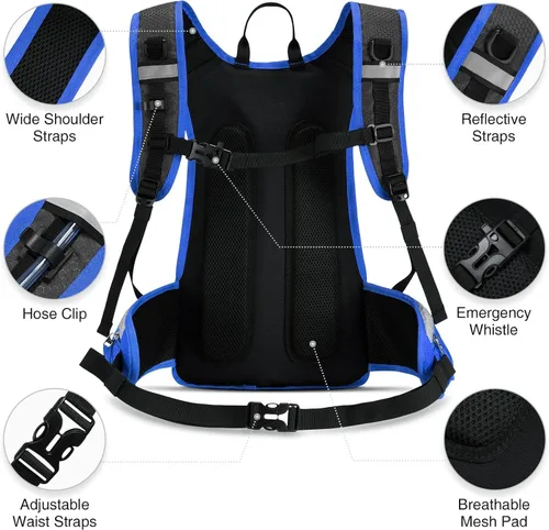Vista 4 de NOOLA Mochila de hidratación de 3 litros, mochila de agua aislada, mochila de senderismo con vejiga de agua, mochila de agua ligera para senderismo