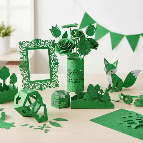 Vista 5 de Cartulina verde con purpurina, papel brillante de tamaño A4, papel con purpurina para Cricut, Gradustion, DIF, manualidades, construcción