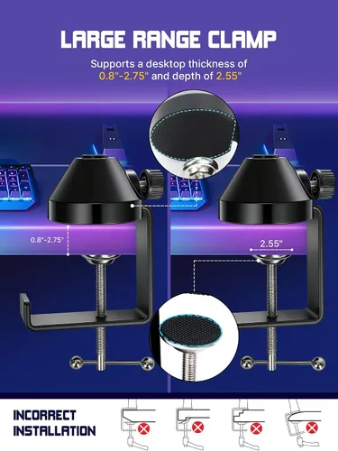 Vista 5 de Brazo de brazo de micrófono resistente para Rode Podmic, soporte de micrófono profesional con adaptador de 3/8 a 5/8 pulgadas para Shure SM7B, Blue