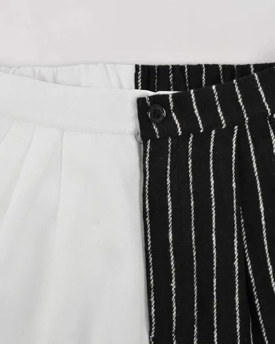 Vista 6 de miccostumes Traje de cosplay blanco y negro para hombre con corbata y cuello falso