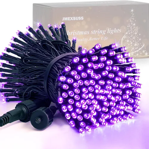 Vista 15 de JMEXSUSS Guirnalda de luces de Navidad de 200 LED azules y blancas, 66 pies, de exterior, expansible, para árbol, fiesta o decoración de hogar