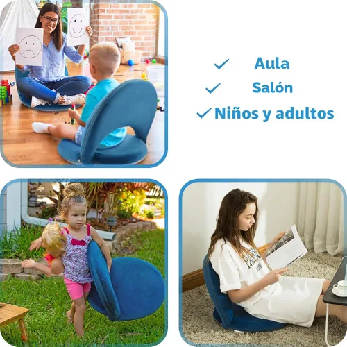 Vista 7 de Nnewvante Silla de suelo, respaldo ajustable de 42 posiciones, azul