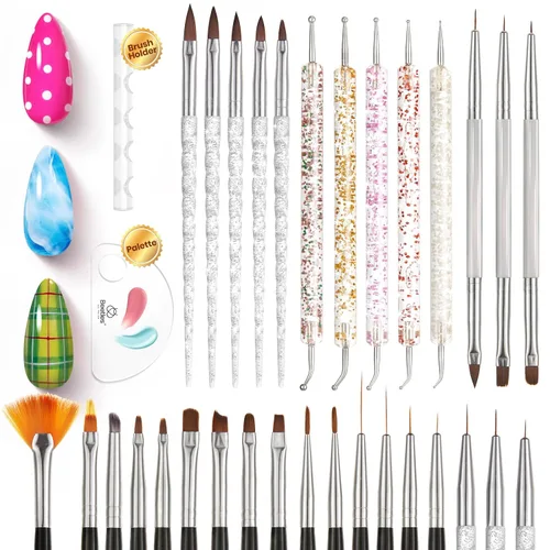 Vista 16 de Beetles - Brocha de uñas para constructor de uñas de gel de doble punta, herramientas de pintura, pincel de uñas, cepillo de limpieza de uñas