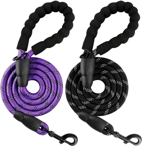 Vista 32 de BARKBAY - Correas para perros grandes, resistentes, de 4/5/6 pies, con cómoda asa acolchada y hilos altamente reflectantes para perros medianos