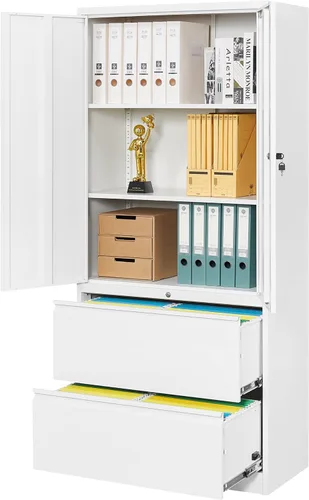 Vista 18 de Armario de almacenamiento de metal negro SISESOL con puertas y estantes, armario de exhibición con cerradura de 36 pulgadas con puertas de acrílico