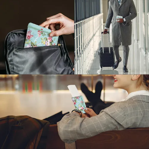 Vista 5 de bvya Portatarjetas de pasaporte y vacuna, protector organizador de documentos de viaje de cuero con bloqueo RFID, E