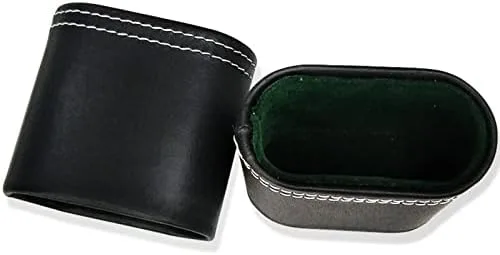 Vista 5 de Taza de cuero para dados de cuero negro, taza agitadora de dados portátil sin dados silenciosa agitando taza de dados para bar, KTV, póquer