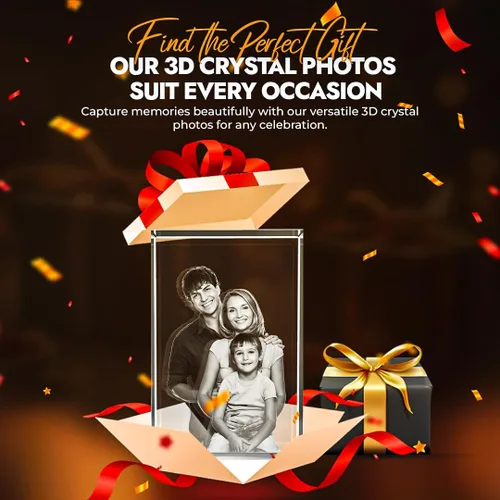 Vista 4 de Cristal grabado con foto 3D personalizada (rectángulo pequeño (1.96 x 3.14 x 1.96 pulgadas)