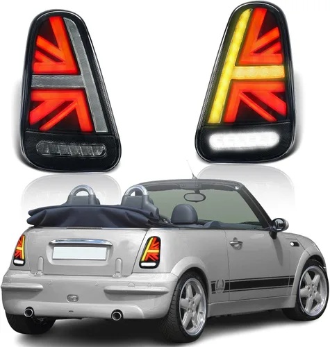 Vista 11 de Archaic Faros delanteros compatibles con Mini Coopers R50 R52 R53 2001-2007, luces delanteras W señales de giro secuenciales, animación DRL, par