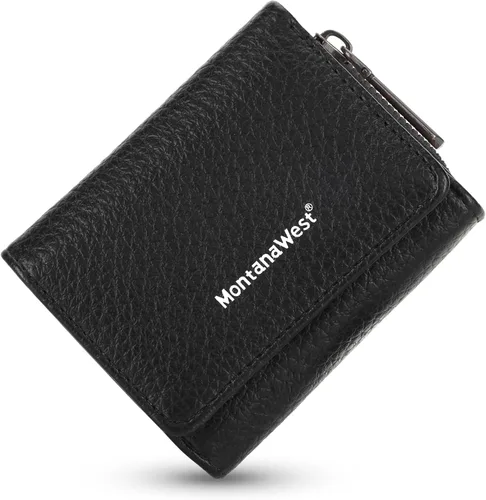 Vista 6 de Montana West Cartera para mujer con bloqueo RFID y bolsillo para monedas con cremallera, a negro, Vintage