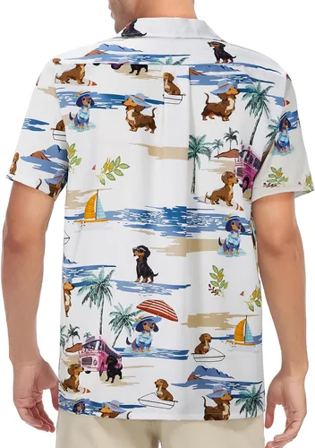 Vista 143 de Camisa hawaiana para hombre, con estampado floral, cómoda, con botones, casual, manga corta, ropa de playa para hombre