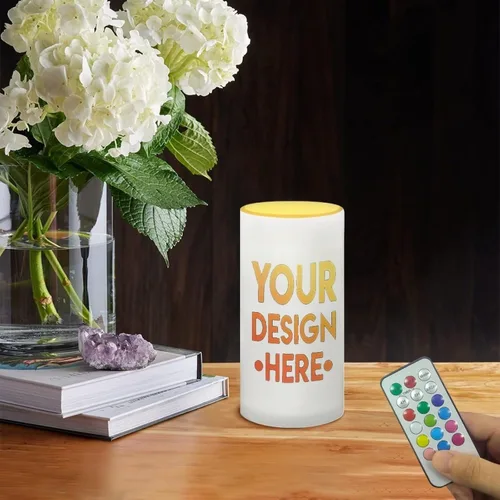 Vista 3 de Velas LED sin llama personalizadas que funcionan con pilas con temporizador remoto que cambia de color, personaliza fotos y texto, hazlo tú mismo tu