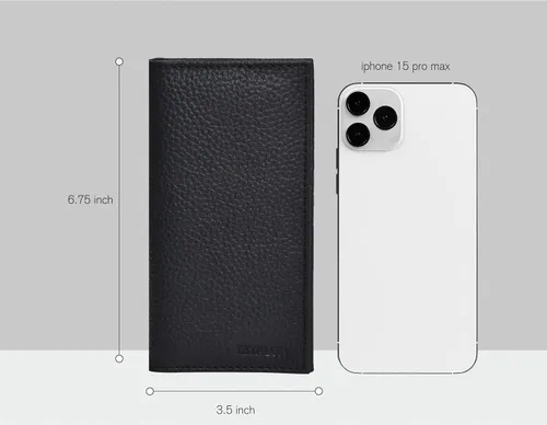 Vista 4 de ESTALON Funda para libro de cheques para hombres y mujeres, funda de cuero estándar para chequera