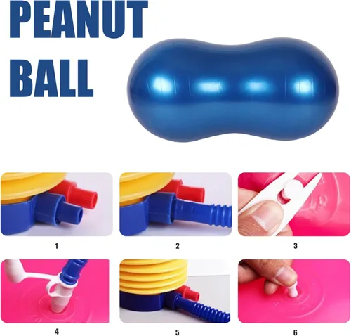 Vista 3 de Bola de maní antiestallido PVC grueso 35.4 x 17.7 pulgadas, ejercicio de equilibrio con bomba de aire para niños, embarazo, yoga, gimnasio en casa